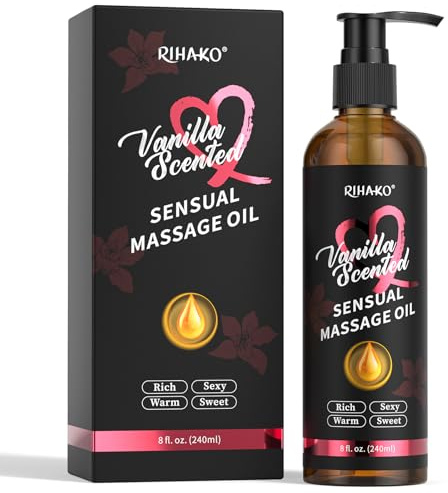 Vaniljkroppsolja för par, silkeslena, glidfria massageoljor för upphetsning på dejtkvällar, söt och sensuell massageolja för par för massageterapi, långvarig doft, 240 ml