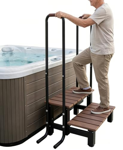 Errzom Whirlpool-Stufen mit Handläufen, Whirlpool-Treppen, Spa-Stufen, Badewannen-Stufenleiter, Wohnmobil-Stufen, Tragkraft 550 LB, 2 Stufen, Pool-Treppen