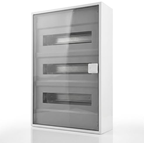 Intratec ALPHA Sicherungskasten Aufputz 3 reihig – Verteilerkasten Aufputz für 36 Module mit transparenter Tür für einfache Installation Zuhause & Gewerbe – 502 x 310 x 96mm