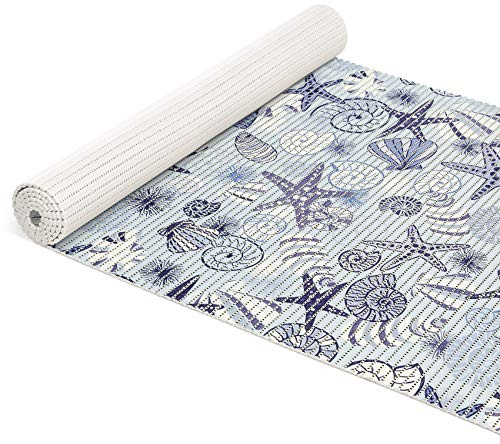 ANRO Badematte Weichschaum Matte Antirutsch Badvorleger Badläufer Muscheln Blau 200x65cm