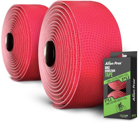ALIEN PROS Bike Handlebar Tape PU (Set of 2) Red - Enhance Your Bike Grip with These Bicycle Handle bar Tape - Wrap Your Bike for an Awesome Comfortable Ride (Set of 2, Red)