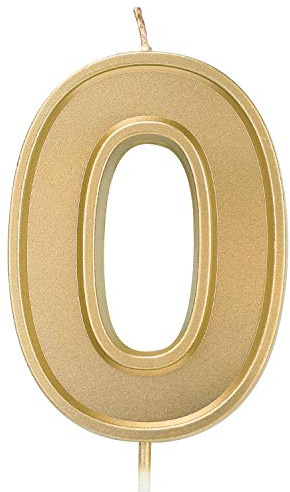 Luter 3.94 Inches Oversized Birthday Candles Gold Glitter Birthday Cake Candles Number Candles Cake Topper Decoration for Wedding Party Kids Adults, Number 0