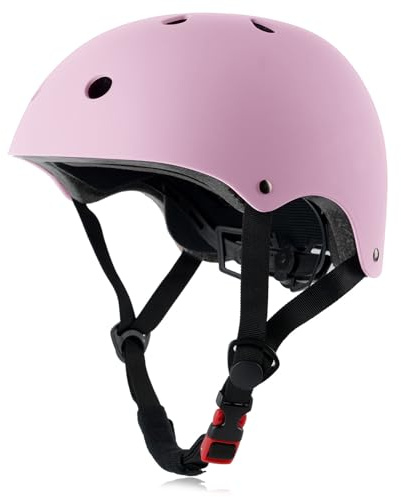 OUWOR Adult Skateboard Bike Helmet for Men and Women, Lightweight Adjustable, Multi-Sport for Bicycle Skate (Pink, Large)