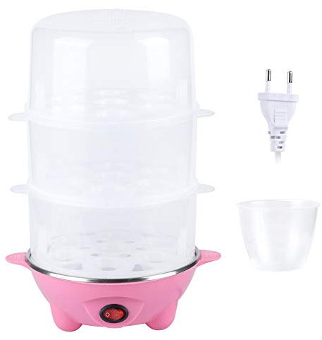 Vaporizador de huevos, hervidor de huevos eléctrico multifunción resistente a altas temperaturas, para cocina casera Huevos de vapor,(Three layers of pink)