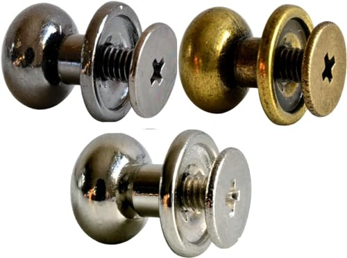 Remaches para cuero, mezcla de negro, plateado y latón, 30 unidades de metal a partir de 5 mm (5 mm)