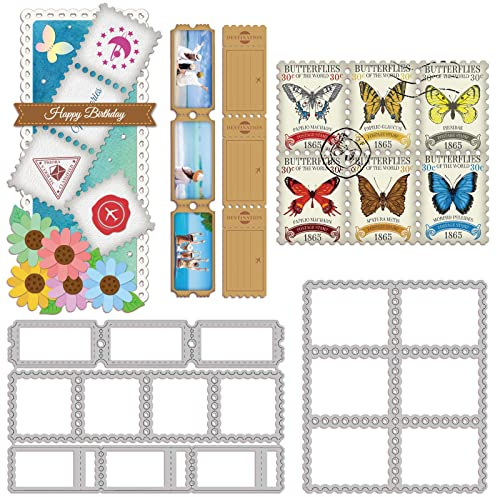 GLOBLELAND 2 piezas troqueles de Corte de Marco de Sello Troqueles de Borde de Sello de Metal Plantilla de Plantillas para Hacer Tarjetas de Papel Decoración DIY Álbum de Recortes