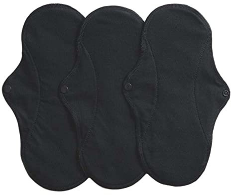 IMSEVIMSE Damenbinden Active, Regular, Bio-Baumwolle, Black (1 x 3 Stück)