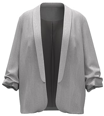 PIECES Damen Pcbosella 3/4 Blazer Noos Qx, Light Grey Melange, 46 Große Größen