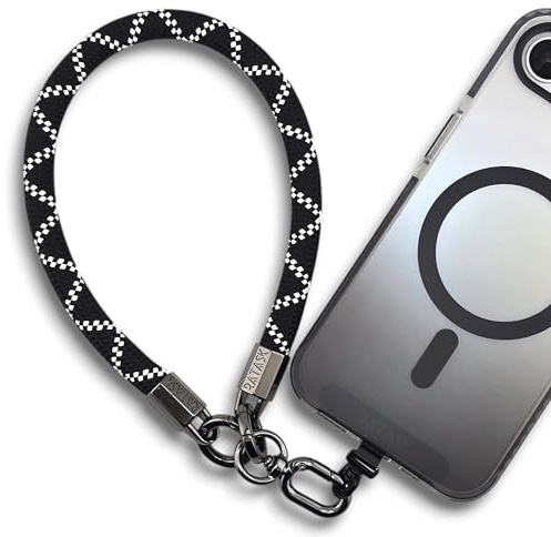 RATASK Wrist Lanyard Strap, Chunky Universal Mobile Phone Strap, Durable 10mm Rope Lanyard for Camera, Keys, Everyday Carry, Phone Charm Accessory (Black & White)
