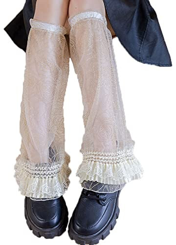 BLESSI Damen Y2k Kawaii Weiß Schwarz Beinstulpen Japanische Beinwärmer Gothic Harajuku Niedliche Socken, Gold Rose, Einheitsgröße