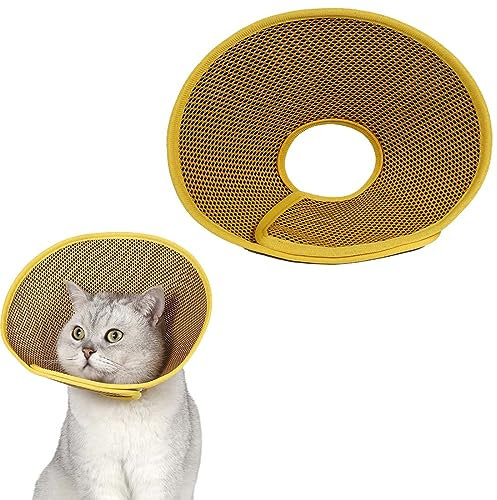 XPEX Cono Giallo per Gatti, Collare Regolabile di Recupero per Animali Domestici, Collare Elisabettiano in Plastica Leggera per Gatti, Cani di Piccola Taglia e Conigli Taglia m