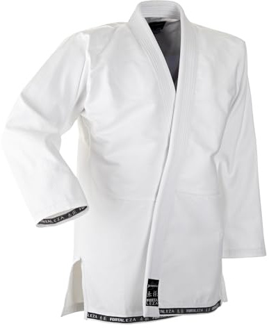 Ju-Sports BJJ Jacke Fortaleza pro Weiß I Jujutsu Anzug Jacke für Erwachsene I Kampfanzug Jacke mit extra verstärkten oft beanspruchten Stellen I Aus einem Stück geschneidert I 100% Baumwolle