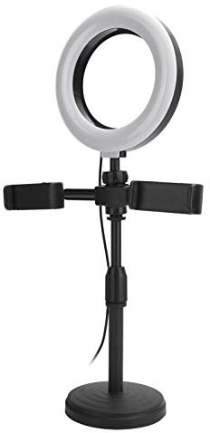 6 Pulgadas Anillo de Luz LED de Relleno con Soporte para Teléfonos Móviles, Soporte de Escritorio con 2 Clips para Teléfonos para Selfile, 3 Modos de Luz y 9 Tipos de Brillo