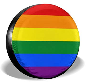 LGBT-Regenbogenflagge Reserverad Reifenabdeckung Wasserdicht Reifencover Wetterfest Ersatzreifenabdeckungen Universal Für Anhänger Rv Wohnmobil 16Inch