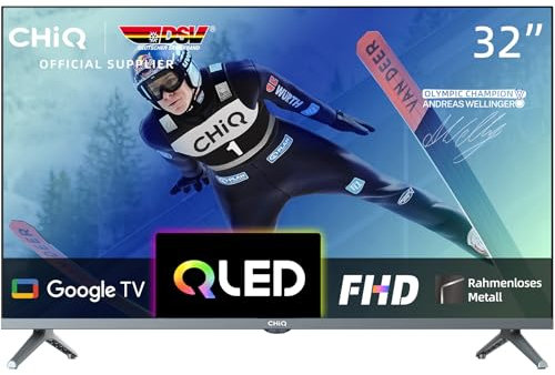 CHiQ 32 Pulgadas QLED FHD Smart Google TV, diseño metálico sin Bordes, Google TV