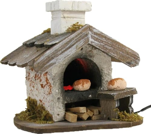 FADEDA Backhaus klein mit Licht/Höhe:8 cm/handbemalt/detailgetreue Krippen Figuren - Weihnachten Tisch Dekoration Krippe Zubehör