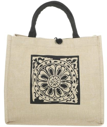 Cabilock kleine Sackleinen Flachs Geschenktüte Schultertasche Handtaschen Canvas-Einkaufstasche Leinentasche mit Griffen Einkaufstasche aus Flachs mit Henkeln Tragetasche Kleidersack