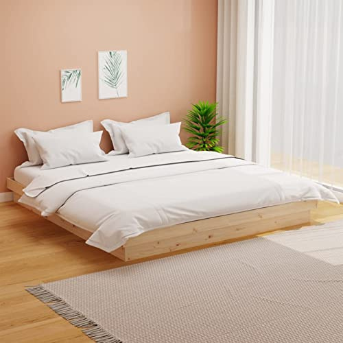 Gecheer Giroletto in Legno Massello,Struttura Letto,Singolo,Matrimoniale,Giroletto a Piattaforma,Telaio del Letto a Piattaforma,Supporto per doghe in Legno,180x200 cm
