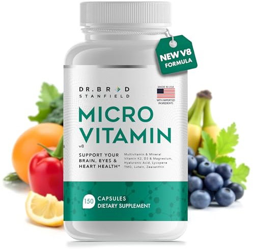 Dr Brad Daily Low Dose MultiVitamin & Mineral för män och kvinnor för att stödja kognitiv prestanda & minne + hyaluronsyra för hudhälsa + TMG för träning (150 stycken)