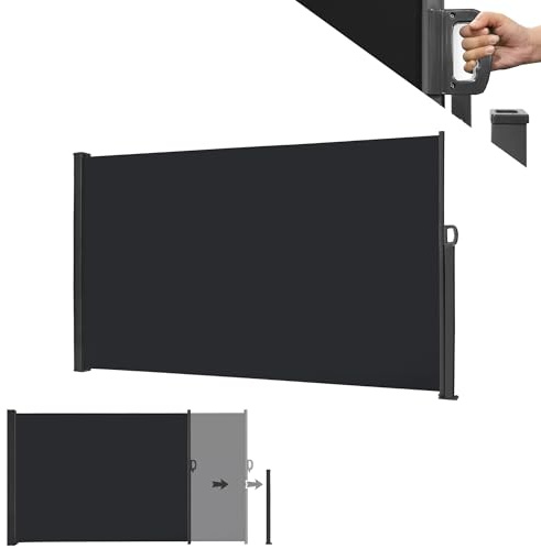 MAYTIIMO Toldo lateral extensible, protección solar para balcón, terraza, jardín, opaco, protección contra el viento, estor lateral, 200 x 300 cm, antracita