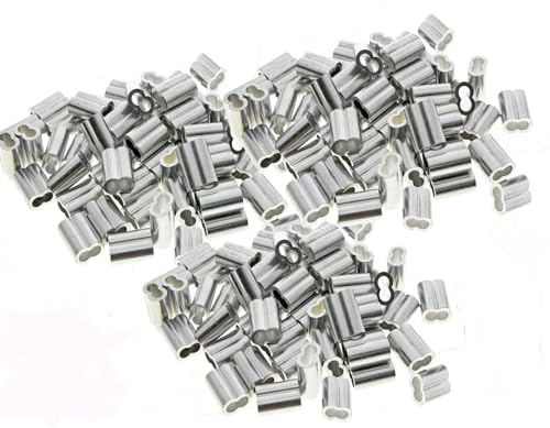 Floatdream 100 Piezas Virolas de Aluminio, Manguito de Bucle de Aluminio, Mangas de aluminio de cuerda de alambre, Casquillos de Aluminio de Virolas Dobles(Plateado)