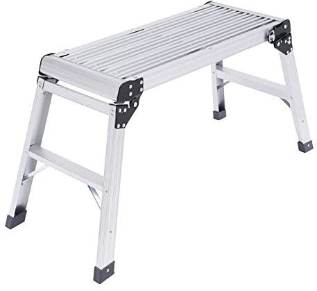 Plateforme de travail - Échelle d'échafaudage en aluminium avec plate-forme - Plateforme de travail pliable - Charge maximale : 150 °C - Pour la maison, le bureau, l'atelier, le garage - 76 x 30 cm -