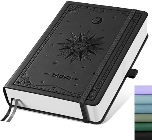 EMSHOI A5-Notizbuch, blanko, 320 Seiten, 100 g/m² dickes Papier, Hardcover-Leder, Kunst-Skizzenbuch zum Zeichnen, unliniert, einfarbiges Skizzenbuch für Damen und Herren, Arbeit, Schreiben, 14,5 x 21