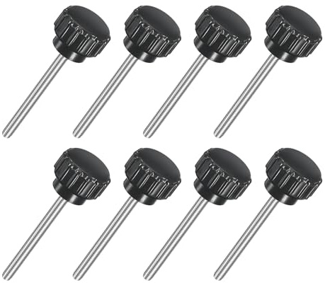 sourcing map 8Pcs M3 x 30mm Knurled Clamping Knob, 304 Stainless Steel Thumb Screw Clamping Knob Round Hand Threaded Hand Bolt Stud Knob 14mm Dia for Machinery