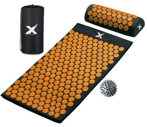 Xn8 Akupressurmatte & Kissen-Set – Akupunktur-Reflexzonen-Matte zur Schmerzlinderung, Stressabbau, Yoga, Massage und Muskeltherapie – tragbar mit Tragetasche & Gurt für Entspannung und Erholung