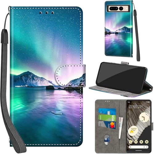 PHINIENLAND Handyhülle für Google Pixel 7 Pro Leder Wallet Tasche Herzen | 3 Kartenfächer & 1 Geldfach, Magnetverschluss, Ständerfunktion, robuste premium PU leder klapphülle für Pixel 7 Pro