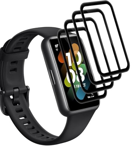 Yieehhow Protector Pantalla para Huawei Band 7 Cristal Templado [4 Piezas], PMMA Protector Pantalla Compuesto, HD/Anti-Arañazos, 3D Curvado Película Protectora para Huawei Band 7