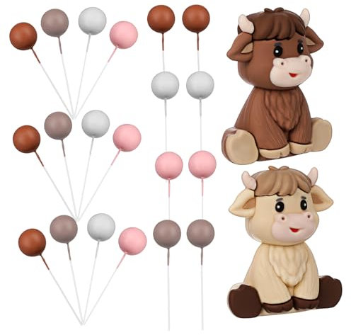 VICASKY 1set Decorazioni per Torte con Topper Mucca Highland e Palline Colorate Decorazioni per Compleanno e Feste Facile da Usare e Accattivante per Torte e Cupcake