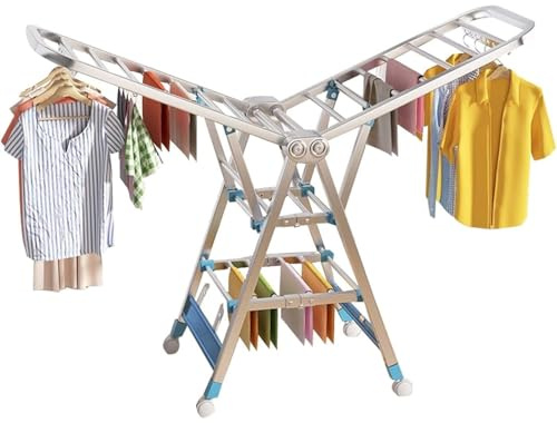 SJAPEX Stendino per Balcone Esterno, Stendino Verticale in Acciaio Inossidabile, Appendiabiti da Pavimento Salvaspazio, Stendino Estensibile per Balcone nella Cucina di Casa 170cm