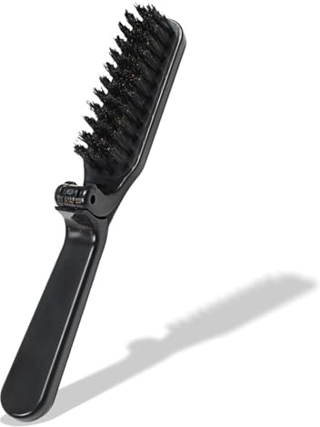 Portable Folding Hair Brush - Black, Compact Anti-Static Pocket Comb for Men & Women, Beard and Hair Styling Tool