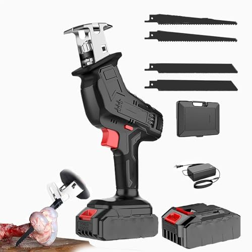 PPLDABNK Sierra EléCtrica Multifuncional para Huesos, Velocidad Infinitamente Variable, Sierra EléCtrica Mano para Carne, FáCil Usar, Mango Antideslizante para Cortar Metal, Madera Y PláStico,Black