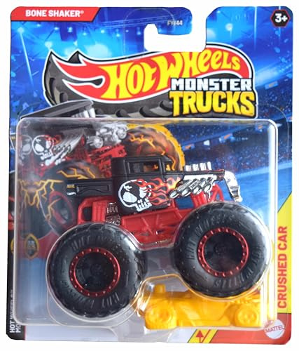 Hot Wheels Monster Trucks Bone Shaker, Monster Trucks Live 7/8 Crushed Car 1:64 Druckguss