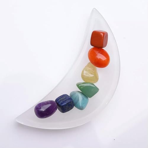 Cuenco Lunar de selenita con Piedras, Cuenco de Cristal de Carga, Regalo Ritual