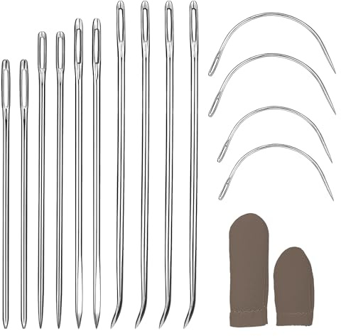 Tundi Nähnadeln, Ledernadeln Hand, 16 Stück Gebogene Nähnadel, Ledernadel | Nähnadeln Set, nähnadeln für leder, Heimpolster, Ledernadeln zum Handnähen, Teppich- und Segeltuchreparatur, nadeln zum nähen
