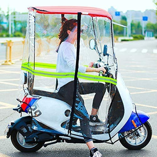 Carport Housse de pluie universelle transparente pour vélo électrique Rouge Rétroviseur