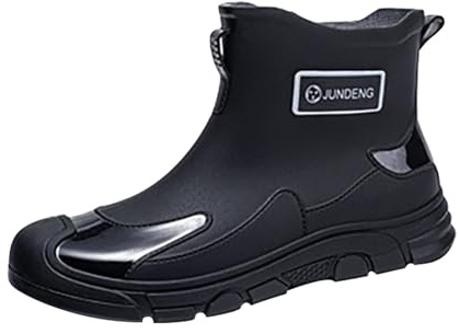 Bottes en caoutchouc pour homme et femme - Bottes de pluie courtes antidérapantes et imperméables - En caoutchouc respirant - Couleur unie - Pour la pluie, la neige, l'extérieur - Antidérapantes, Noir