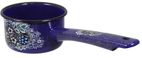 SOLUSTRE Vintage Emaille Wasserschöpfer Kleine Milchkännchen Emaillierter Wasserlöffel mit Langem Griff für Küche Garten Vielseitig Einsetzbar Leicht und Handlich