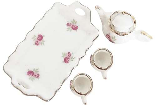 WEKAMOS Set de Té para Niñas y Accesorios para Casa de Muñecas y Seguro para Decoración y Juego