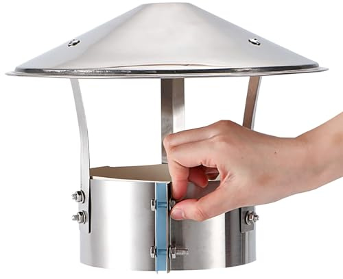 Chapeau de Cheminée Couvercle de Cheminée en Acier Inoxydable Chapeau de Pluie de Toit Rond Ø 75mm- 315mm pour Tuyau de Fumée Housse Anti-pluie Poêles À Bois(220mm)