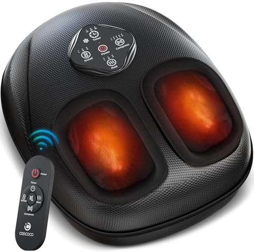 CooCoCo Fussmassagegerät Elektrisch mit Wärme & Fernbedienung, EU 36–47 | Shiatsu Fußmassagegerät mit Kompression, waschbare Innenbezüge, Geschenkidee für Frauen & Männer