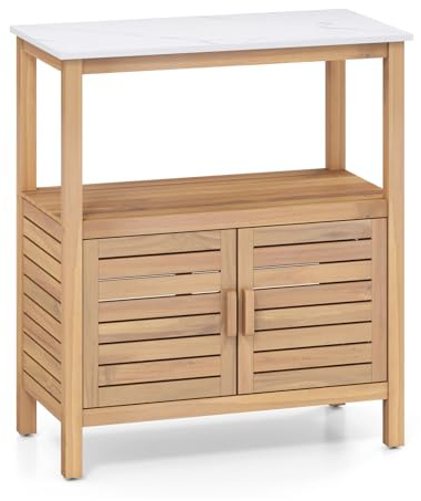 GOPLUS Table de Rempotage en Bois, 88x45x120 CM, Table de Jardinage avec Plateau en Résine Large, Étagère de Rangment Ouverte, Armoire Inférieur pour Outils, Charge 70KG, pour Terrasse, Jardin