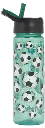 Polar Gear Goal Getter Kids Water Bottle, Green, 600ml, BPA Free, Flip Cap with Straw, Football Theme, 48+ Months