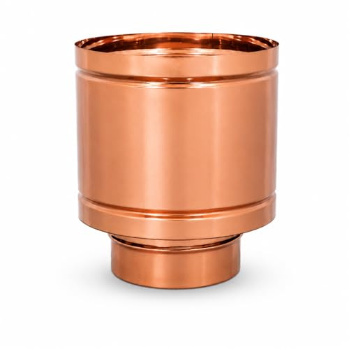 MAKA Comignolo Terminale a Botte Tondo, Cappello Camino Antipioggia in Lamiera Zincata 0,6 mm, per Espulsione Fumi Legna, Metano e Gasolio (Rame, Ø 180 mm)