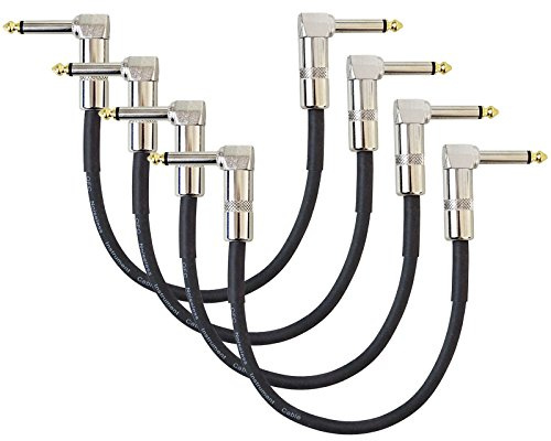 KEEPDRUM GC028 Patch-Kabel 6.3mm Klinke Winkelstecker 60cm 4 Stück