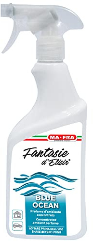 MAFRA, Fantasie D'elisir Blue Ocean, Profumatore Concentrato per Auto e Ambienti, Neutralizza Odori, Privo di Alcool, Durata 3 Giorni, A Base di Olio Essenziale, Note di Bergamotto e Pompelmo, 500ml
