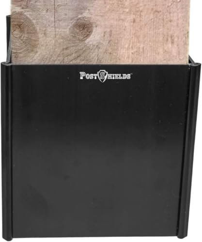 Post Shields Post Sleeve Post Protector Protects Mailbox, Deck & Fence Posts From Lawn, Grass & Yard Maintenance Equipment-Fits 15x15x15cm Wood & Metal Posts-No Tools/Screws/Nails Needed, Black